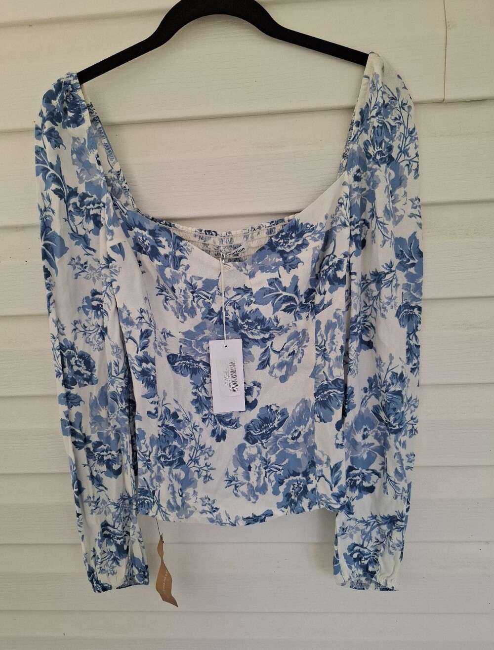 Reformation Reign Top in Olympia Blue & White Size 12